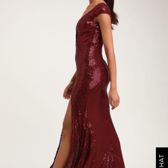 Lulus catching compliments burgundy sequin gown - Picture 3 of 14